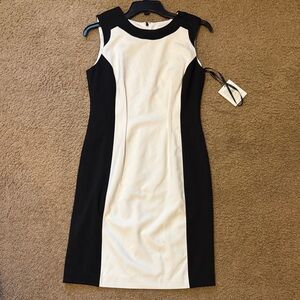 Calvin Klein Black and White Midi Dress